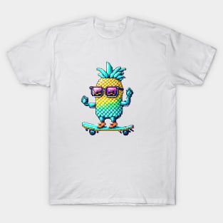 pixel pineapple on a skateboard T-Shirt